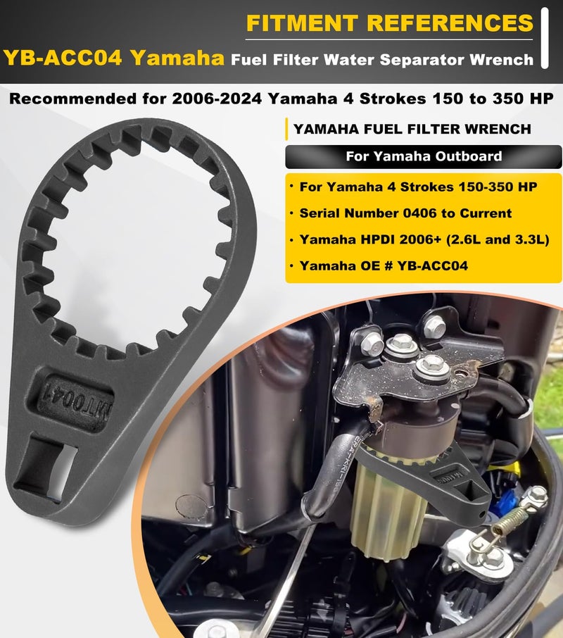 Camoo For Yamaha Fuel Filter Water Separator Wrench For 2006-2024 Yamaha 4 Strokes 150 to 350 HP (Serial Number 0406 to Current) 2.6L and 3.3L HPDI, Replace # YB-ACC04 18-79815 - Image 2